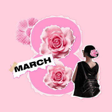 Collage International women's day greeting design. vector illustrations.
