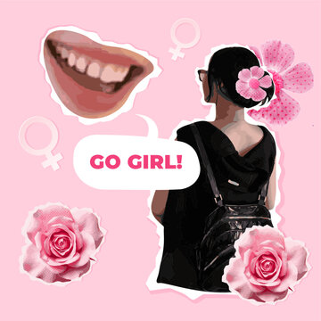 Collage International women's day greeting design. vector illustrations.