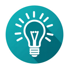 Teal Lightbulb Idea Icon - Transparent Background, Innovation Concept