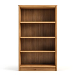 Elegant Wooden Bookshelf: A sleek, finely crafted wooden bookshelf stands, exuding an aura of classic charm and inviting order, ready to house stories and knowledge.