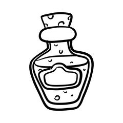 magic liquid in a closed glass jar in style of doodles. It is suitable for projects in genre of fantasy and magic. It can be used in books, games, to create an atmosphere of mystical potions, alchemy