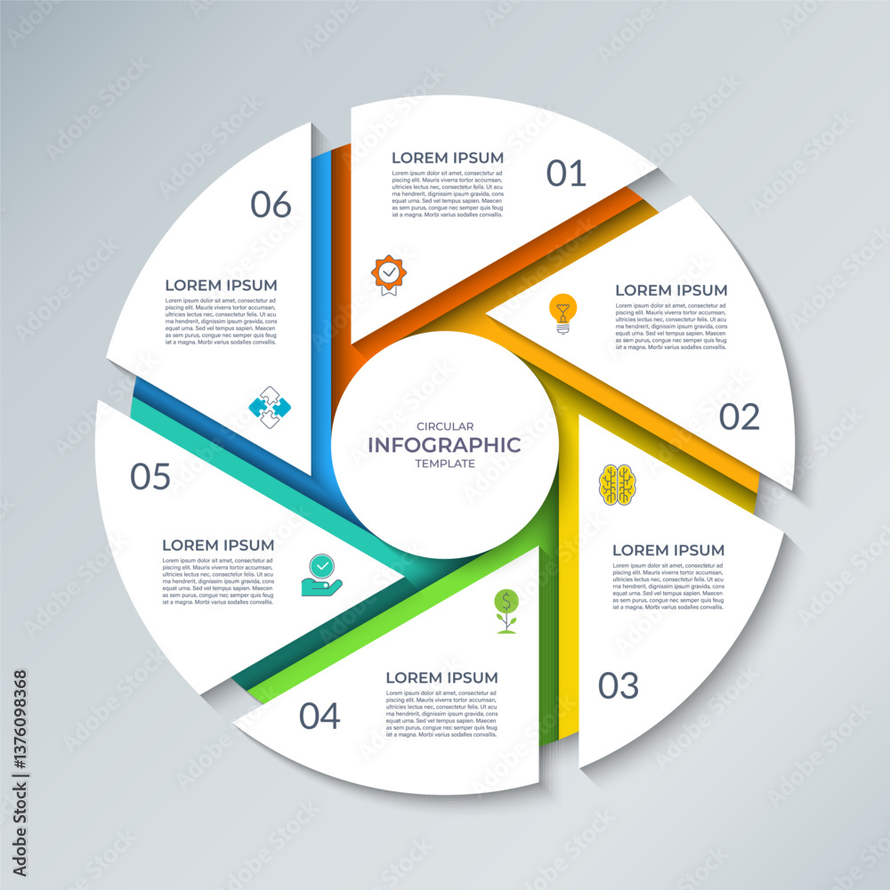 Canvas Prints vector infographic circle. cycle diagram with 6 steps. round chart that can be used for report, busi