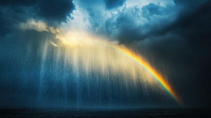 Stormy skies, vibrant rainbow