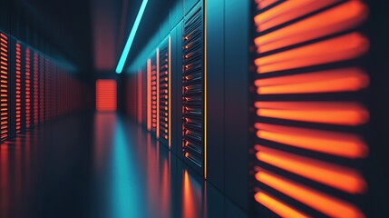 High-tech data center infrastructure modern facility digital environment futuristic view innovative technology