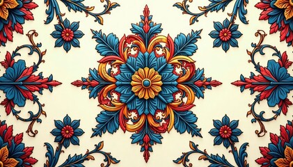 Intricate floral damask design, perfect for textile printing, elegant, flower