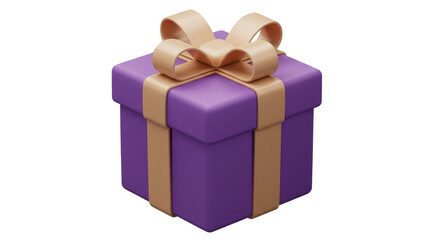 Obraz premium A purple gift box tied with a ribbon bow looks festive