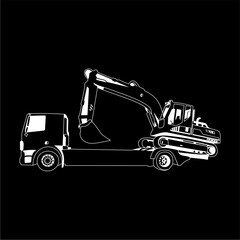 excavator and truck