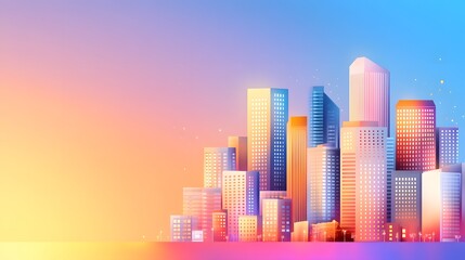 Obraz premium Vibrant cityscape illustration digital art urban landscape futuristic design aerial view modern aesthetics for seo impact