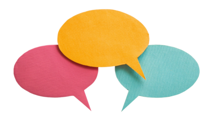 Colorful speech bubbles, representing communication and dialogue in a simple arrangement. Perfect for illustrating ideas and concepts