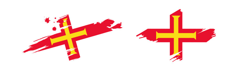 Obraz premium Vector illustration of Guernsey flag in brush stroke effect on transparent background