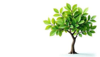 Obraz premium Young tree, delicate leaves, isolated white background, detail, forest