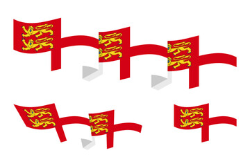 Vector illustration of wavy Sark flag on transparent background