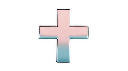 Obraz premium Holographic plus sign symbol isolated on black background, cut out transparent