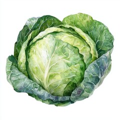 Obraz premium Fresh and Lush Green Cabbage Isolated on White Background