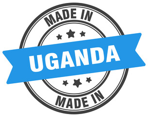 Made in Uganda round sign. Made in Uganda stamp.