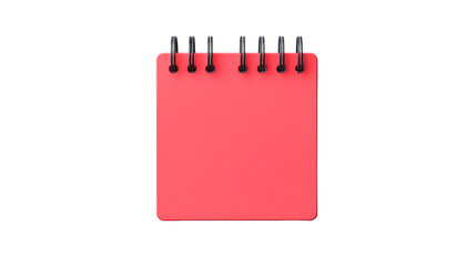 Red notebook with black spiral binding for notes, cut out transparent