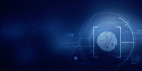 2d Illustration Fingerprint Scanning Technology Concept 