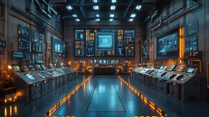 Futuristic Control Room with Tech Panels