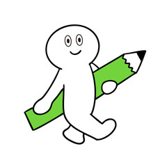 挿し絵などのポイントに！鉛筆を持つ棒人間のイラスト7