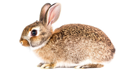 Obraz premium Adorable brown bunny sits, close-up, isolated, animal, cut out transparent