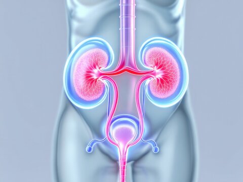 Adrenal glands highlighted inside human body, 3D illustration - Powered by Adobe