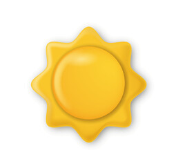 Bright yellow sun icon on white background. Vector illustration