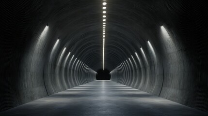 Fototapeta premium Neon light tunnel flashing data paths digital network environment abstract viewpoint