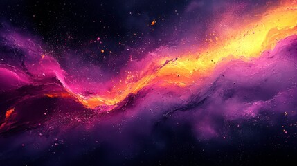 Obraz premium Mystical ethereal space background with yellow and purple cosmic dust