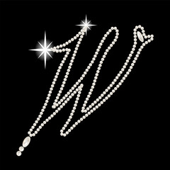 Capital Letters of English alphabet romantic with pearls