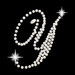 Capital Letters of English alphabet romantic with pearls