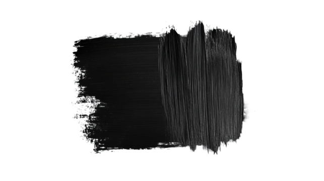 Brushstroke Texture in Black and White, Isolated, cut out transparent