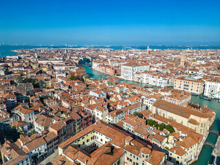 Fototapeta premium Aerial view of Venezia Old City and Grand Canal