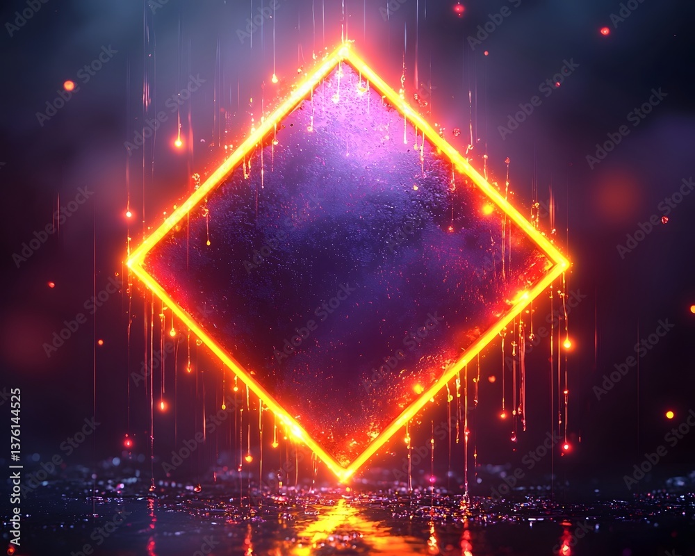 Canvas Prints glowing diamond shaped frame against a vibrant gradient background