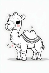 Fototapeta premium illustration of a cartoon Kawaii camel coloring page