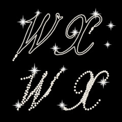 Capital Letters of English alphabet romantic with pearls