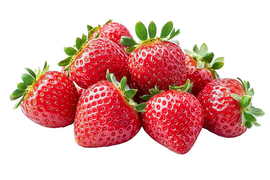 fresh red strawberries pile isolated