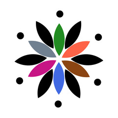 Abstract floral design art vector illustration. Mandela design, flower, clip art 