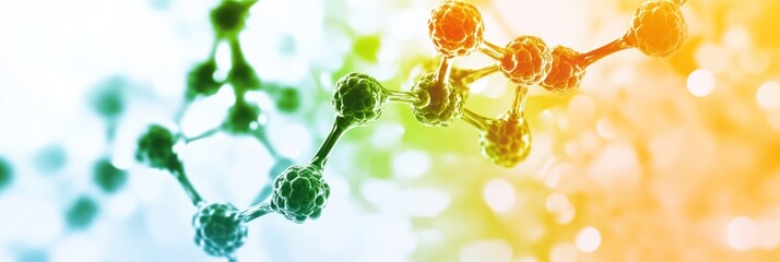Abstract molecular structure with interconnected atoms and vibrant gradients