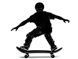 Obraz premium Kid Skateboard Trick Silhouette