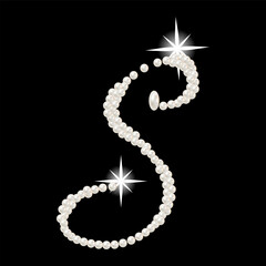 Capital Letters of English alphabet romantic with pearls