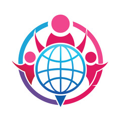 people around the globe. vector global people logo template