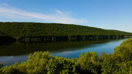 bay hills view from above mountains river