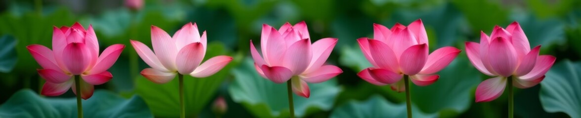 Fototapeta premium Close-up of blooming lotus flower in different growth stages, petals, flower, close-up