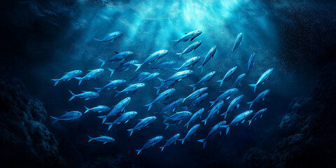 Naklejka premium A school of fish swimming in the ocean
