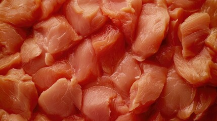 Pile of Diced Chicken Breast Meat for Cooking Preparation Close Up