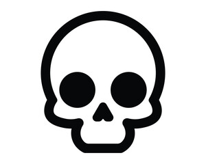 Black and White Simple Skull Icon for Halloween, Horror Themes, Education, and Graphic Design Projects
