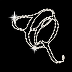Capital Letters of English alphabet romantic with pearls