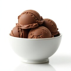 A delicious bowl of rich chocolate ice cream scoops ready to delight dessert lovers.