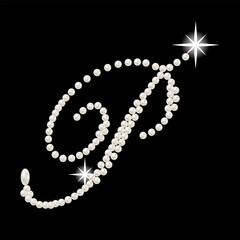 Capital Letters of English alphabet romantic with pearls