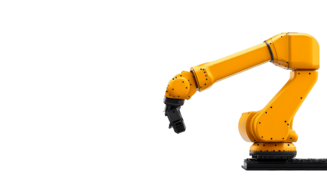 Industrial robot arm. Manufacturing automation technology, cut out transparent